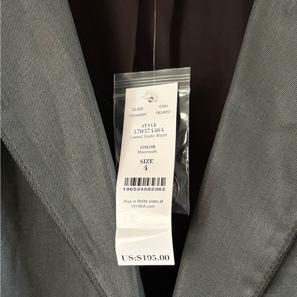 NWT Whitehouse Blackmarket Coated Denim Studio Blazer - Picture 10 of 12